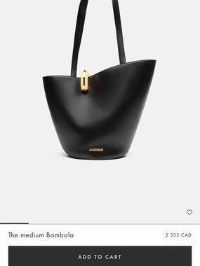 Jacquemus Black Medium Bambola Leather Tote with Gold Hardware